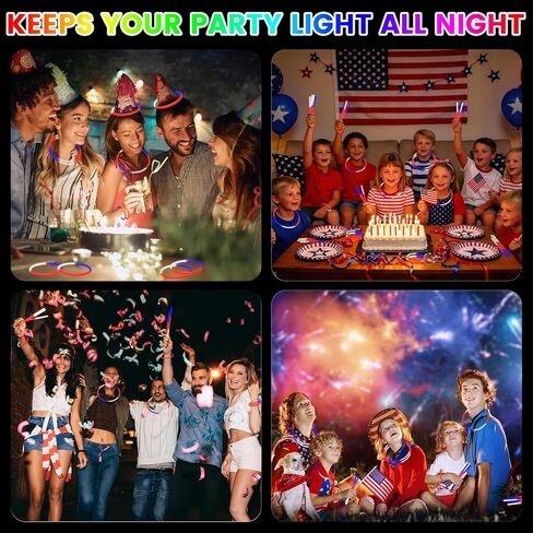 Glow Sticks Bulk 4th of July Party Favors 50 Pack 8" Red White Blue Glow in the Dark Party Supplies Neon Party Decorations Glow Necklaces Bracelets for Kids Adults Patriotic Fourth of July Accessories in Kuwait