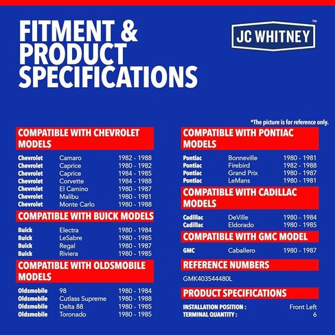 مزلاج الباب الأيسر الأمامي JC Whitney JFBAJCWDLA00408 - متوافق مع شيفروليه ماليبو 80-81، كامارو 82-88، كورفيت 84-88، بويك ريجال 80-87، ليسابر 80-85، كاديلاك ديفيل 80-84 in Kuwait