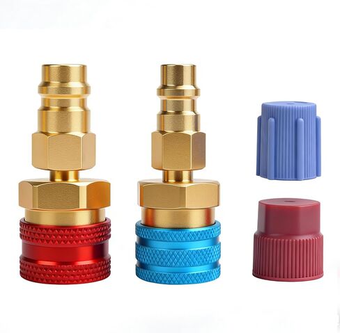 R1234YF Adapter Kit R1234YF to R134A Quick Coupler R1234YF Refrigerant Recharge Kit High/Low Side Connector Conversion Kit for Car A/C System Evacuation Recharging in Kuwait