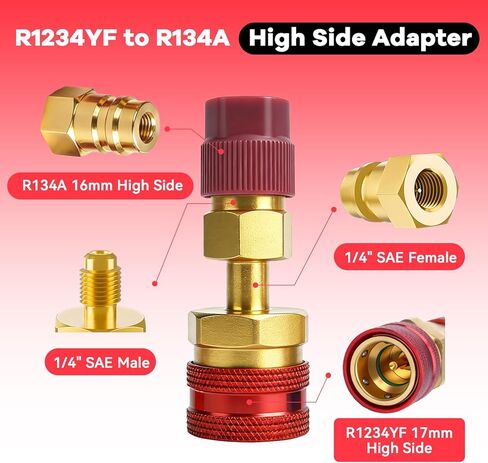R1234YF Adapter Kit R1234YF to R134A Quick Coupler R1234YF Refrigerant Recharge Kit High/Low Side Connector Conversion Kit for Car A/C System Evacuation Recharging in Kuwait