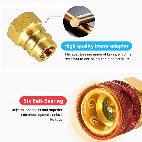 R1234YF Adapter Kit R1234YF to R134A Quick Coupler R1234YF Refrigerant Recharge Kit High/Low Side Connector Conversion Kit for Car A/C System Evacuation Recharging in Kuwait