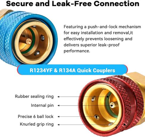 R1234YF Adapter Kit R1234YF to R134A Quick Coupler R1234YF Refrigerant Recharge Kit High/Low Side Connector Conversion Kit for Car A/C System Evacuation Recharging in Kuwait