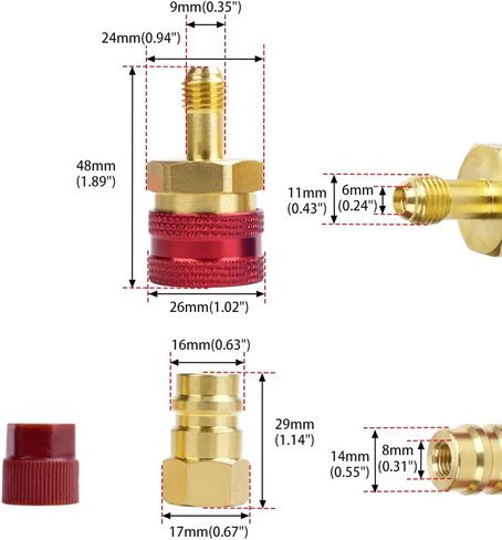 R1234YF Adapter Kit R1234YF to R134A Quick Coupler R1234YF Refrigerant Recharge Kit High/Low Side Connector Conversion Kit for Car A/C System Evacuation Recharging in Kuwait