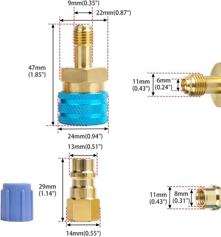 R1234YF Adapter Kit R1234YF to R134A Quick Coupler R1234YF Refrigerant Recharge Kit High/Low Side Connector Conversion Kit for Car A/C System Evacuation Recharging in Kuwait