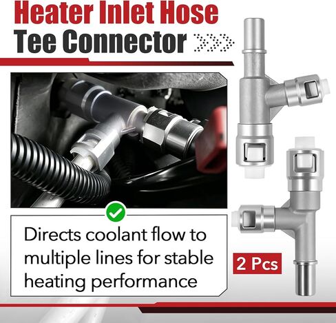 2 Pcs 800-413HP 800-414HP Aluminum HVAC Heater Inlet Hose Tee Connector, Compatible with 00-14 GMC Yukon Sierra Chevy Tahoe Suburban Silverado Cadillac Escalade, Replace 15055342 15055343 in Kuwait