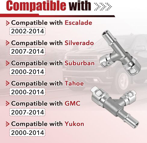 2 Pcs 800-413HP 800-414HP Aluminum HVAC Heater Inlet Hose Tee Connector, Compatible with 00-14 GMC Yukon Sierra Chevy Tahoe Suburban Silverado Cadillac Escalade, Replace 15055342 15055343 in Kuwait