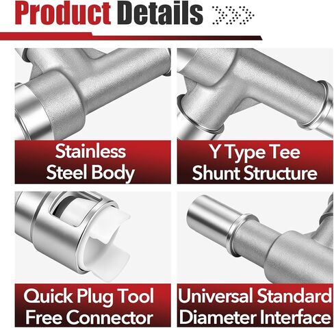 2 Pcs 800-413HP 800-414HP Aluminum HVAC Heater Inlet Hose Tee Connector, Compatible with 00-14 GMC Yukon Sierra Chevy Tahoe Suburban Silverado Cadillac Escalade, Replace 15055342 15055343 in Kuwait
