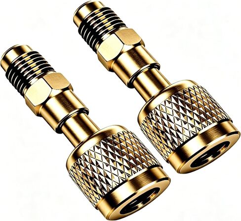 R32 R454B A2L Brass Refrigerant Adapter (Bonus Repair Kit), 1/4" LH Female to 1/4" Male, Reverse Thread Quick Connect Fitting for Mini Split Systems and Air Conditioners in Kuwait