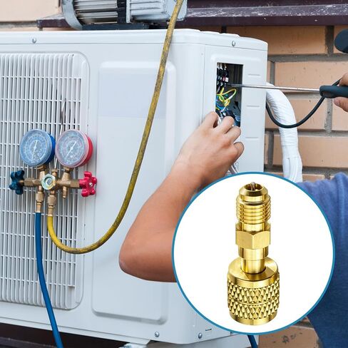 6 قطع محول تبريد R32 خيط نحاسي، تركيب خيط عكسي، موصل محول مقاييس التبريد R454b R32 لأنظمة HVAC المقسمة A2L، 1/4 بوصة أنثى إلى 1/4 بوصة ذكر in Kuwait