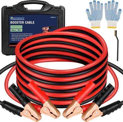 SAFEMATE 2 قياس 18 قدمًا كابلات توصيل شديدة التحمل - كابلات توصيل معززة للسيارات لبدء تشغيل البطاريات الميتة أو الضعيفة in Kuwait