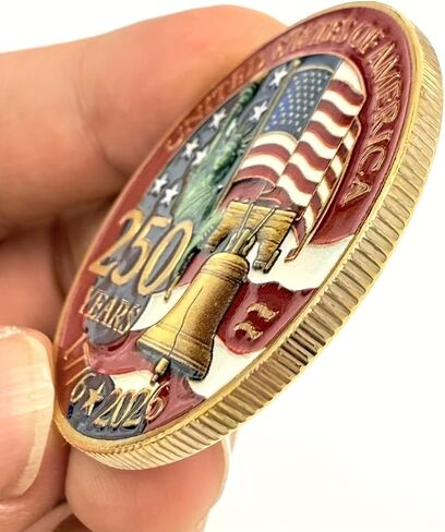 250th Anniversary Commemorative Coin 1776-2026 - US Semiquincentennial Challenge Coin, Patriotic Statue of Liberty & Liberty Bell Souvenir Gift in Kuwait