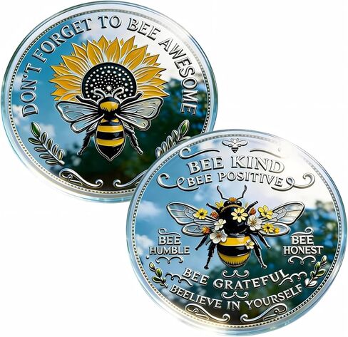 عملة تذكارية إيجابية من نوع Bee Kind، عملة تذكارية ملهمة على الوجهين، عملة تحفيزية لتحدي النحل، هدية ذات مغزى للأصدقاء والعائلة in Kuwait