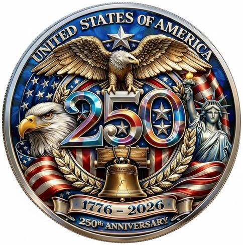 2026 الولايات المتحدة الأمريكية الذكرى 250 للتحدي عملة 1776-2026 النسر الأمريكي ليبرتي بيل ميدالية تذكارية للمحاربين القدامى هدية عسكرية وطنية شبه ثمينة قابلة للتجميع مع لون المينا in Kuwait