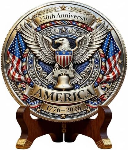 2026 الولايات المتحدة الأمريكية الذكرى 250 للتحدي عملة 1776-2026 النسر الأمريكي ليبرتي بيل ميدالية تذكارية للمحاربين القدامى هدية عسكرية وطنية شبه ثمينة قابلة للتجميع مع لون المينا in Kuwait
