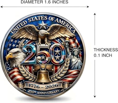2026 الولايات المتحدة الأمريكية الذكرى 250 للتحدي عملة 1776-2026 النسر الأمريكي ليبرتي بيل ميدالية تذكارية للمحاربين القدامى هدية عسكرية وطنية شبه ثمينة قابلة للتجميع مع لون المينا in Kuwait