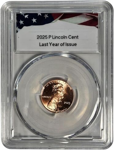 2025 P & D Lincoln Shield Cent, 2 Coin Set, Last Year of Issue, Uncirculated in Acrylic Slab in Kuwait