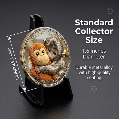 Punch Monkey Challenge Coin 1.6Inches Emotional Support Coin Double‑Sided Collectible Token Inspirational Mental Health Motivational Encouragement Anxiety Depression Recovery Gift(1Pcs) in Kuwait