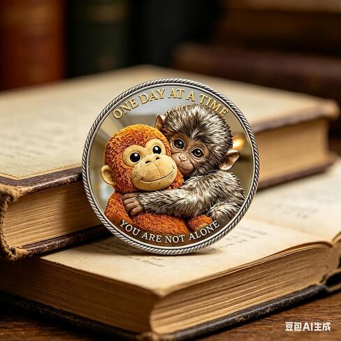 Punch Monkey Challenge Coin 1.6Inches Emotional Support Coin Double‑Sided Collectible Token Inspirational Mental Health Motivational Encouragement Anxiety Depression Recovery Gift(1Pcs) in Kuwait