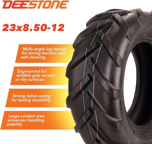 إطار جرار Deestone 23x8.50-12 D405 - 93A3 23x8.50x12 - 6 طبقات T/L - حزمة إطار/سلسلة مفاتيح متينة لإطارات المزرعة in Kuwait