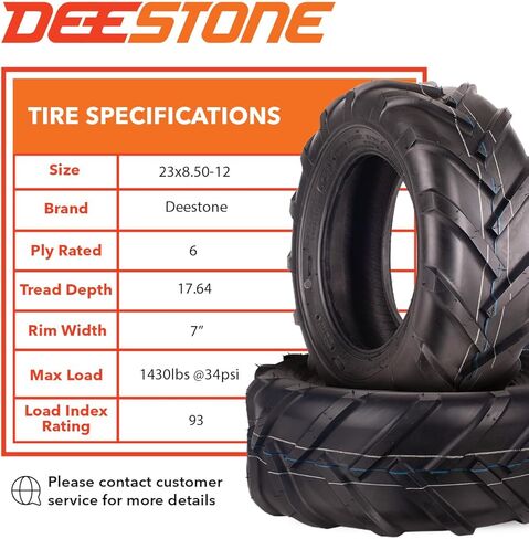إطار جرار Deestone 23x8.50-12 D405 - 93A3 23x8.50x12 - 6 طبقات T/L - حزمة إطار/سلسلة مفاتيح متينة لإطارات المزرعة in Kuwait