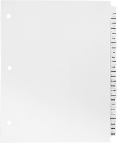 فواصل المعروضات من Exhibitindexes® AAAA-ZZZZ (4A-4Z) - علامات تبويب جريئة على طراز AVE مثقوبة بثلاث فتحات - مصنوعة في الولايات المتحدة الأمريكية بحجم حرف in Kuwait