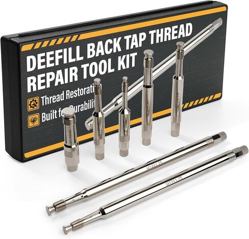 M12x1.25 Back-Tap Spark Plug Thread Repair Tool 2-Pack (5.27" & 10.3") — Thread Chaser for Stripped 12mm Spark Plug Holes, No Head Removal, Fits Shallow & Deep Bore in Kuwait