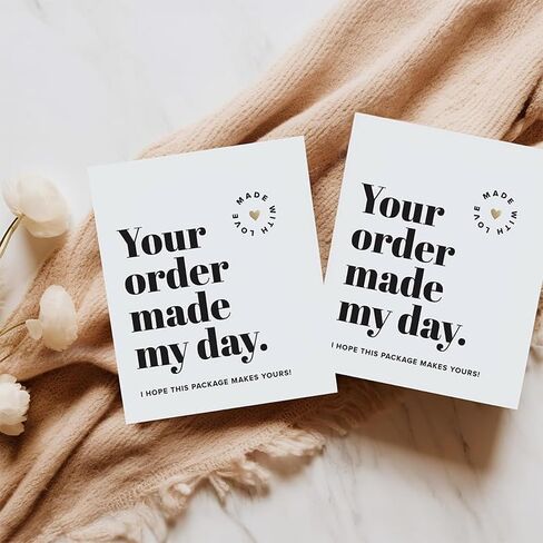 50PCS Your Order Made My Day Cards, Thank You Cards for Small Business, 3" x 3.5" Customer Appreciation Card for Shop, Online Retailers, Business Supplies and Local Stores in Kuwait
