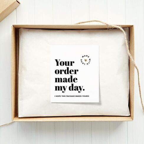 50PCS Your Order Made My Day Cards, Thank You Cards for Small Business, 3" x 3.5" Customer Appreciation Card for Shop, Online Retailers, Business Supplies and Local Stores in Kuwait