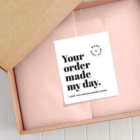 50PCS Your Order Made My Day Cards, Thank You Cards for Small Business, 3" x 3.5" Customer Appreciation Card for Shop, Online Retailers, Business Supplies and Local Stores in Kuwait
