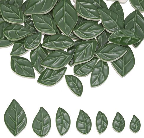 MECCANIXITY 300g/0.66LB Leaves Ceramic Mosaic Tiles for Craft Bulk, Making Creative Multi Size Mosaic Ceramic Pieces Supplies for Home Art Crafts DIY Projects Vase Decoration, Yellow in Kuwait