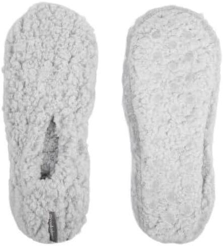 Brookstone Plush Footies - Slippers with Memory Foam Insole - Ultra-Soft Sherpa Footies for Indoor Wear, Non-Skid Sole, One-Size-Fits-Most, Machine Washable Slippers for Women in Saudi Arabia
