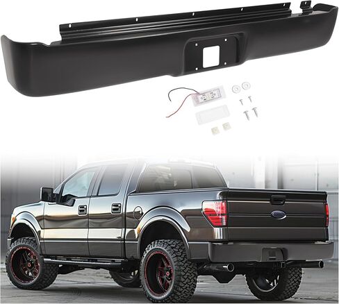 مقلاة HECASA الخلفية متوافقة مع 2004-2014 Ford F150 F-150 Fleetside/Styleside - سرير قياسي فقط مقلاة لفة ممتصة للصدمات مع ضوء ترخيص LED رحلان كهربائي أسود in Kuwait