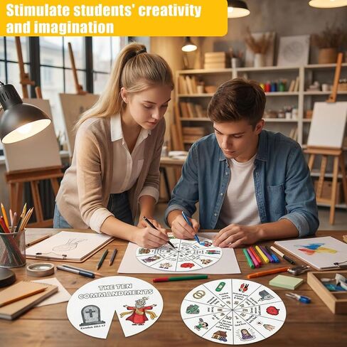 Lihaohaoxi Ten Commandments Coloring Craft - 24 مجموعة من الحرف اليدوية المسيحية لتلوين مجموعة عجلة الفن الديني الخاصة بك، 10 وصايا بطاقات فنية DIY لمستلزمات VBS in Kuwait