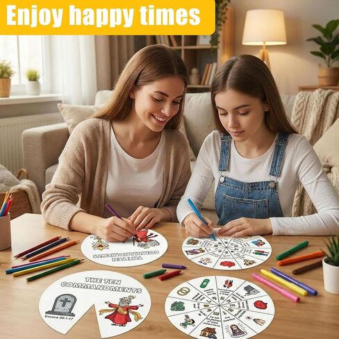Lihaohaoxi Ten Commandments Coloring Craft - 24 مجموعة من الحرف اليدوية المسيحية لتلوين مجموعة عجلة الفن الديني الخاصة بك، 10 وصايا بطاقات فنية DIY لمستلزمات VBS in Kuwait