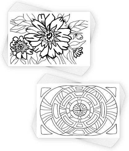 COLORpockit 4x6 Postcard Coloring Book Card Decks with Round & Round and Floral Fun. Refills for COLORpockit Complete Portable Coloring kit. Contains Two 12-Card Coloring Decks. in Kuwait