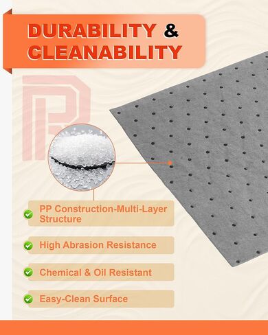 Upgrade 13"x9.8" Oil Absorbent Pads 100 Pack | Trimmable Mat with Professional-Grade Absorption for Workshop, Mechanic Shop, Home Garage Floor, Handles Oil, Water, Coolant & Chemicals in Kuwait
