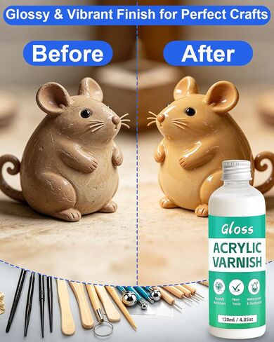 27 Pcs Air Dry Clay Kit with Clay Glaze - 120ml Gloss Varnish, Rollup Storage Bag, Professional Clay Sculpting Tools Set, Complete Pottery Kit for Beginners Adults Kids in Kuwait
