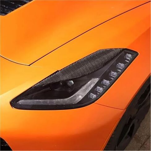 الحاجب الأمامي، لسيارة Corvette C7 2014 2015 2016 2017 2018 2019 ملصق من ألياف الكربون غطاء أمامي Decoartive ملصق حواجب السيارة الأمامية in Kuwait