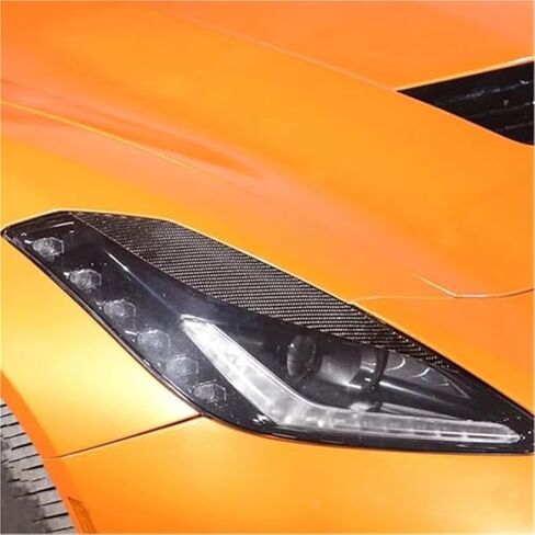 الحاجب الأمامي، لسيارة Corvette C7 2014 2015 2016 2017 2018 2019 ملصق من ألياف الكربون غطاء أمامي Decoartive ملصق حواجب السيارة الأمامية in Kuwait