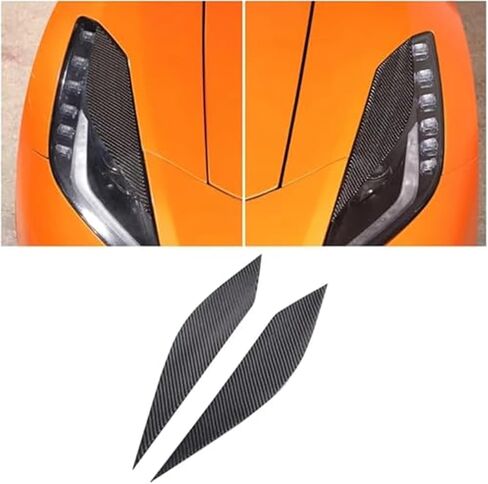 الحاجب الأمامي، لسيارة Corvette C7 2014 2015 2016 2017 2018 2019 ملصق من ألياف الكربون غطاء أمامي Decoartive ملصق حواجب السيارة الأمامية in Kuwait