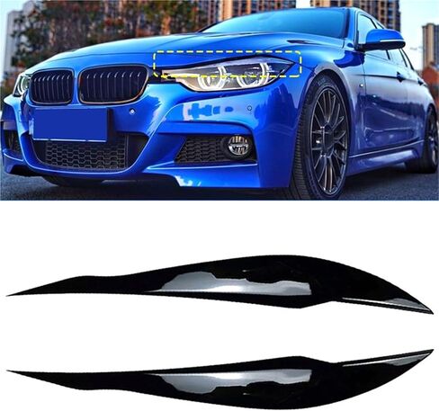 Gloss ABS Headlight Eyebrow Eyelid Compatible with BMW F30 Sedan 2012-2015 320i 328i 335i F80 M3 2014-2018 F31 Touring 2013-2015 320i 328i(Gloss Black) in Kuwait