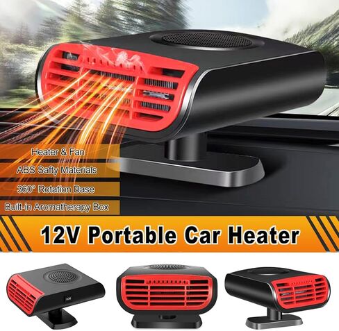 12V Portable Car Heater & Defroster, 3-in-1 Multi-Function Windshield Heater with Fast Heating, Defrost & Defog | 360° Adjustable Plug In Auto Heater for Vehicle, SUV, RV, Truck in Kuwait
