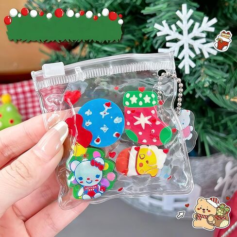 4-Pack Christmas Mini Erasers - Holiday-Themed Pencil Erasers Bulk Set - Cute Santa, Snowflake Designs in 3D with Non-Toxic PVC Material for Classroom Rewards, Gift Filling & School Prizes in Kuwait