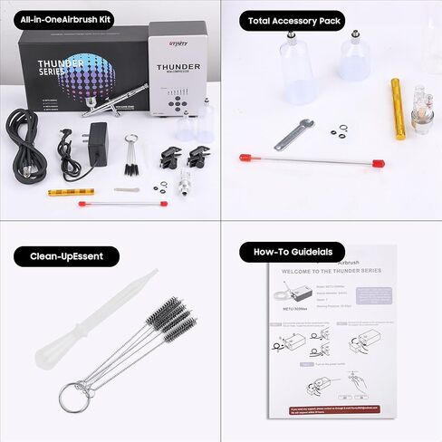 Airbrush Kit with Air Compressor,Portable 27PSI 7 Pressure Levels, 35dB Ultra-Quiet,Dual-Action 0.3mm Airbrush Gun for Beginners,Painting,Models,Makeup,Crafts & Cake Decor in Kuwait