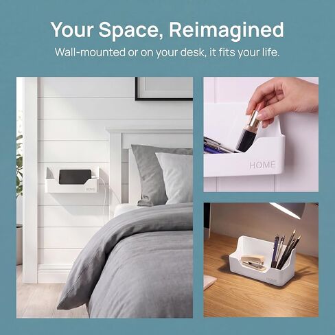 Bedside Shelf,Small Plastic Wall Mounted Adhesive Storage Caddy Shelf Organizer Accessory for Cell Phone,Reading Glasses,Remote Control,Earphone | Great for Home,Office,Dorm (Box Type) in Saudi Arabia