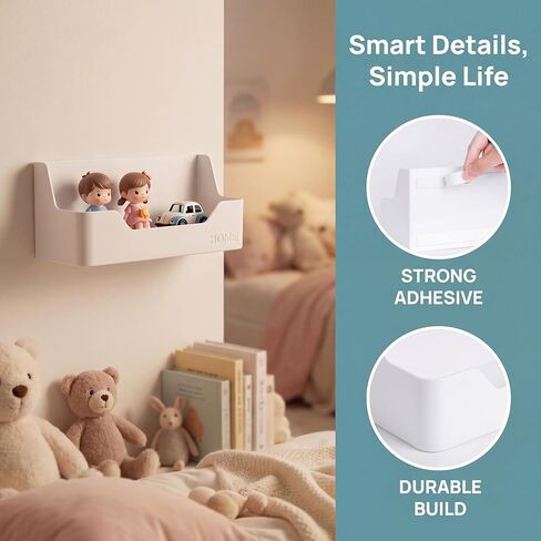 Bedside Shelf,Small Plastic Wall Mounted Adhesive Storage Caddy Shelf Organizer Accessory for Cell Phone,Reading Glasses,Remote Control,Earphone | Great for Home,Office,Dorm (Box Type) in Saudi Arabia