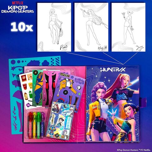 مجموعة رسم الأزياء Kpop Demon Hunters™، تتضمن كتاب تلوين وأقلام هلامية وملصقات Kpop Demon Hunters واستنسل والمزيد، ألعاب الفتيات الرائعة للأعمار من 6 إلى 8 سنوات in Kuwait