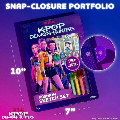 مجموعة رسم الأزياء Kpop Demon Hunters™، تتضمن كتاب تلوين وأقلام هلامية وملصقات Kpop Demon Hunters واستنسل والمزيد، ألعاب الفتيات الرائعة للأعمار من 6 إلى 8 سنوات in Kuwait