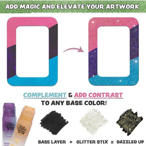 Glitter Stix Mess-Free Glitter Sticks, Set of 12 Colors - Solid Shimmer Topcoat for Coloring Pages, Crafts & Art Projects, No Loose Glitter or Glue, Pairs with Kwik Stix Paint Sticks for Kids in Kuwait