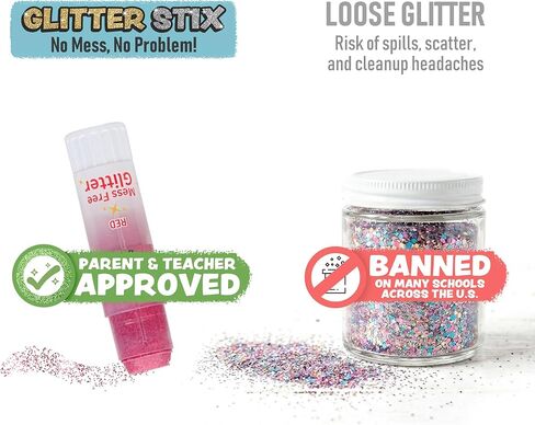 Glitter Stix Mess-Free Glitter Sticks, Set of 12 Colors - Solid Shimmer Topcoat for Coloring Pages, Crafts & Art Projects, No Loose Glitter or Glue, Pairs with Kwik Stix Paint Sticks for Kids in Kuwait